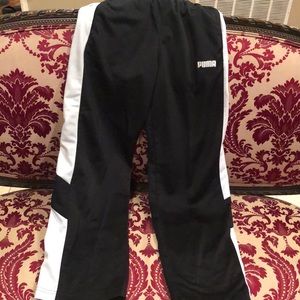 Black and white boys medium puma sweatpants
